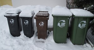 Abfallbehälter im Winter